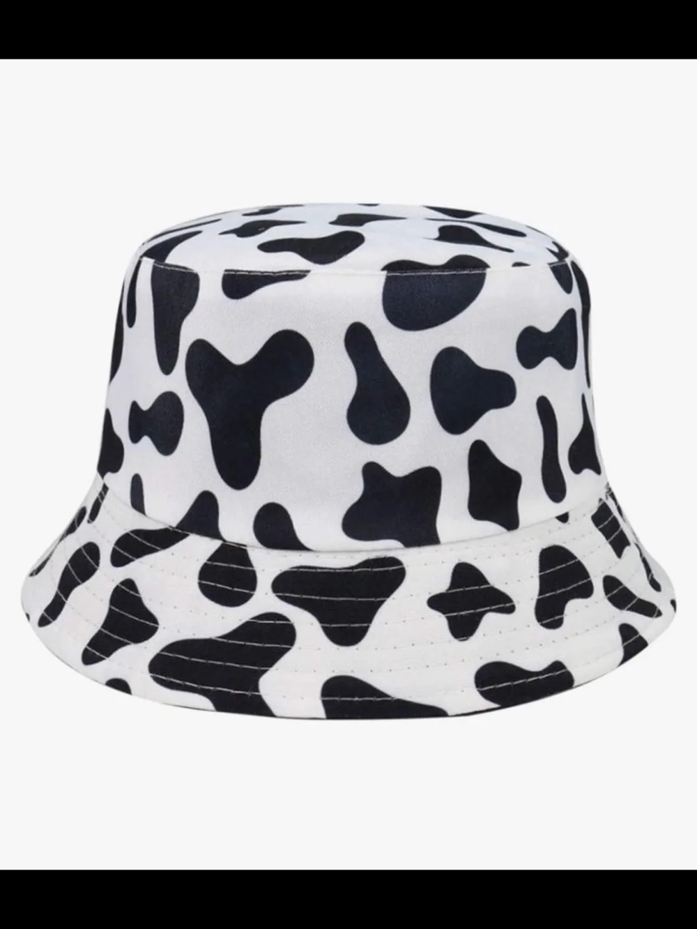 Cow Print Reversible Bucket Hat - Black & White Unisex